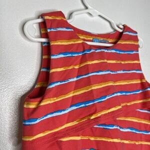 J McLaughlin Girls Red Multicolor Stripe Sleeveless Dress Size 7 Casual Style
